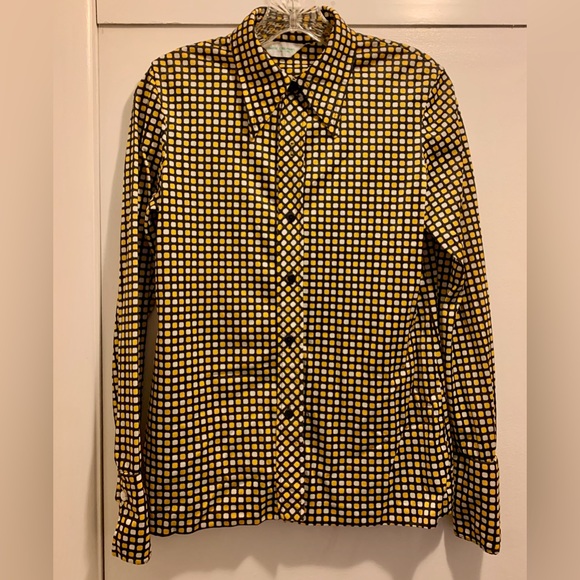 60's Iconic Dark and Light Blue Patterned Blouse by  Alex Colman